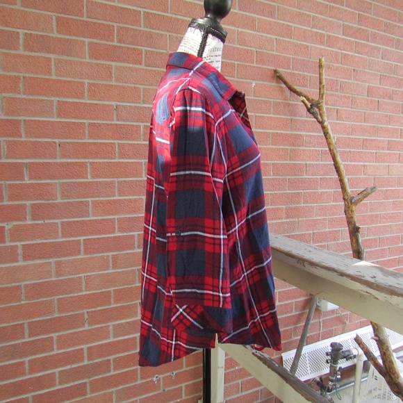 Polly & Esther Red and Blue Plaid Button Down Shirt - Picture 4 of 5